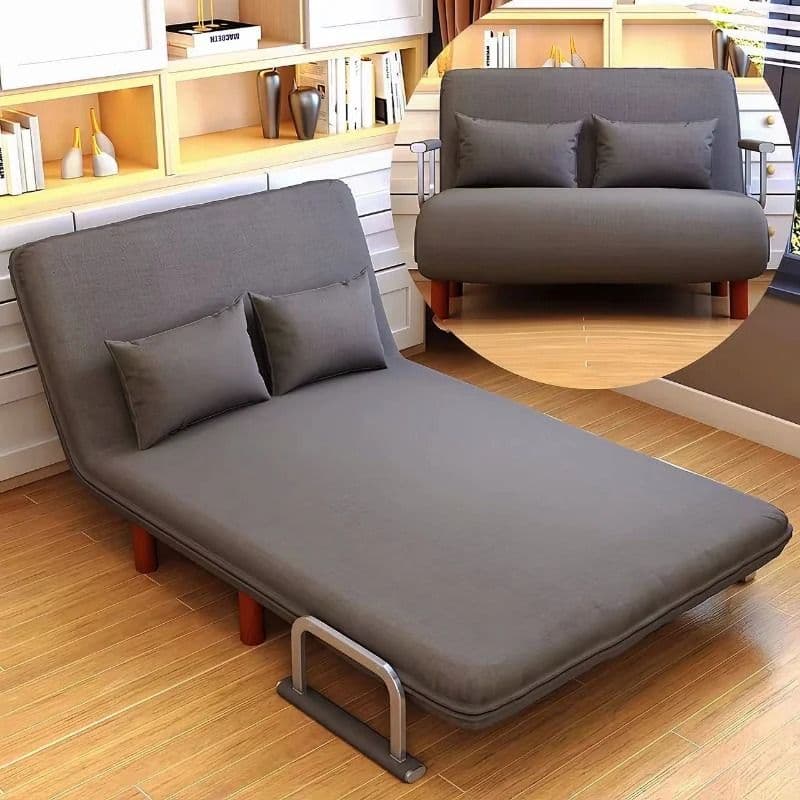 Convertible sofa bed for tiny apartments, combining seating and sleeping space in one compact design.